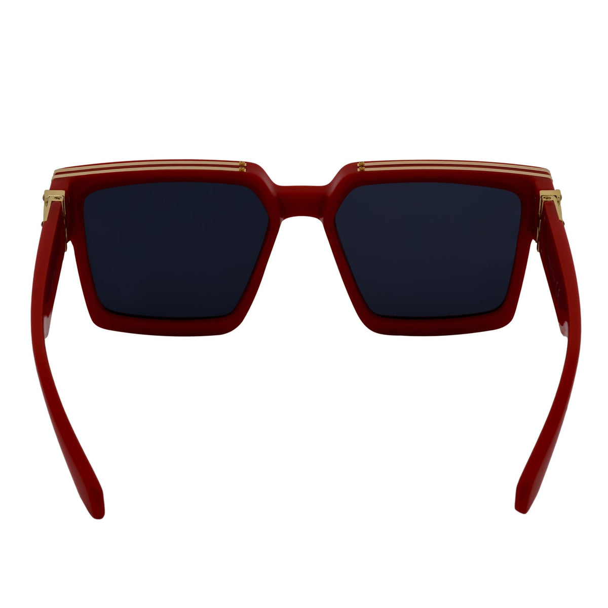 TWO BILLION - Large Horn Rimmed Square Sunglasses Gloss Red-Gold Smoke-3