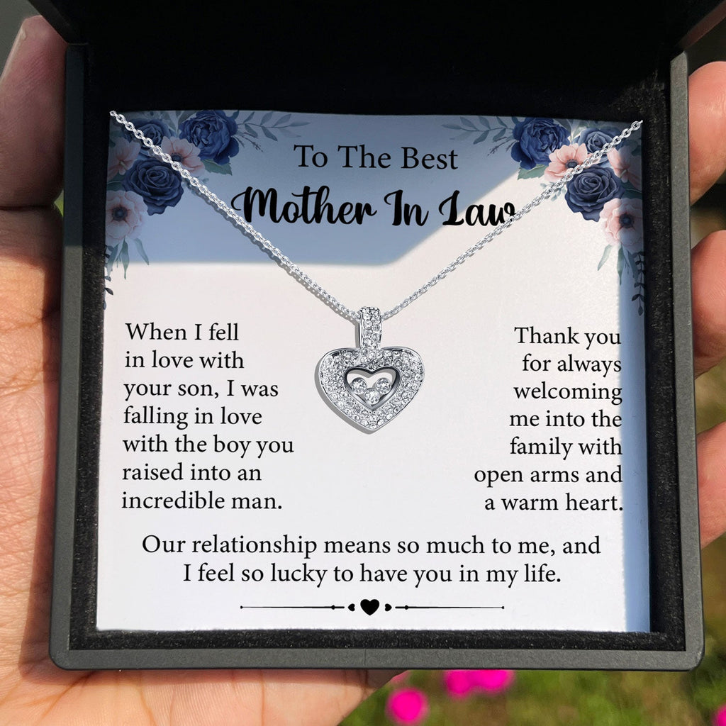 TRYNDI™ To My Best Mother-in-Law Floating Heart Necklace With Authentic Swarovski Crystals-1