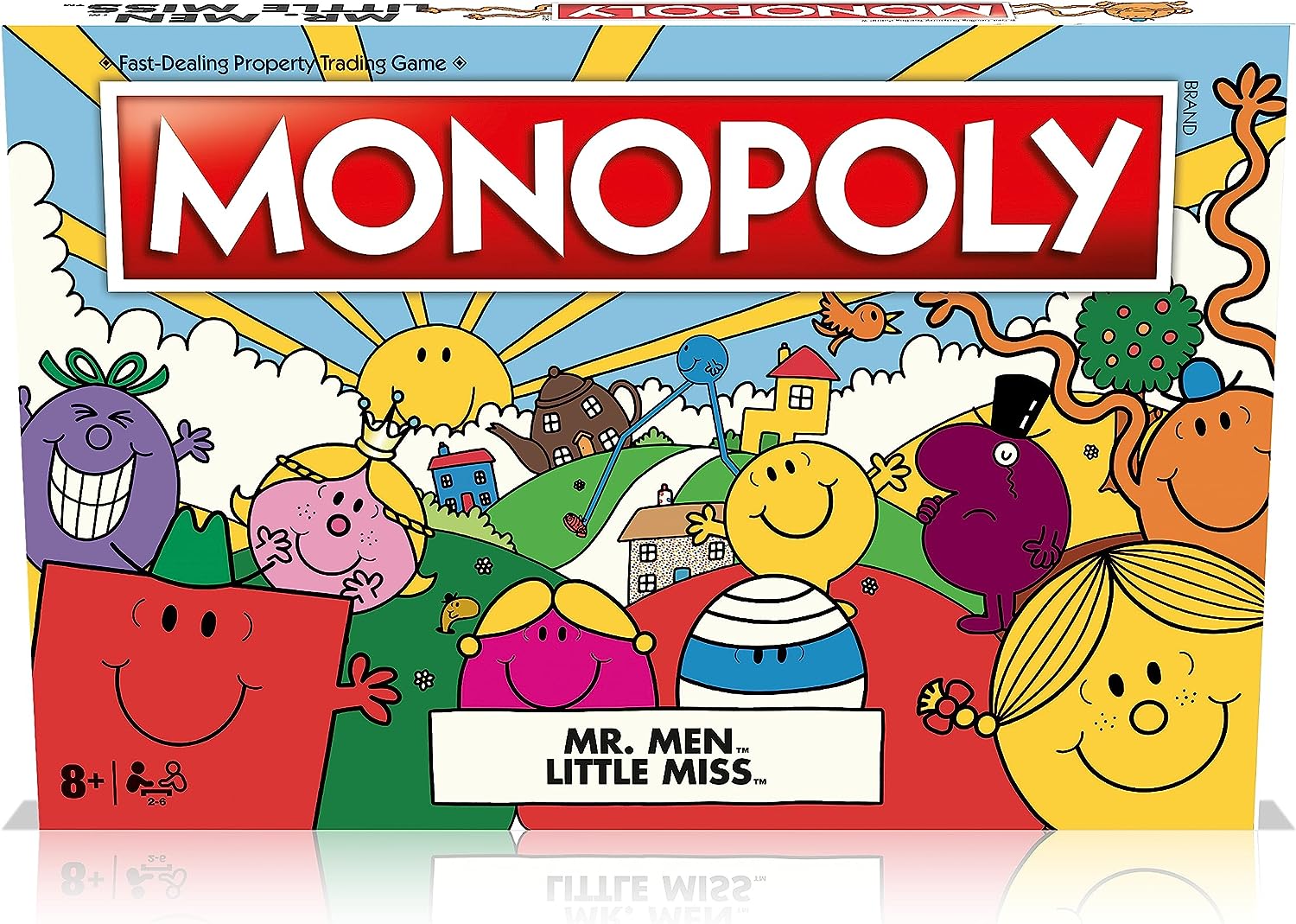 Monopoly Mr Men and Little Miss boardgame with colourful game board, cards, and custom character tokens — view 3