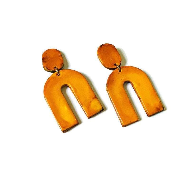 Arch Statement Earrings Handmade (Post or Clip On)- "Lucy"-8