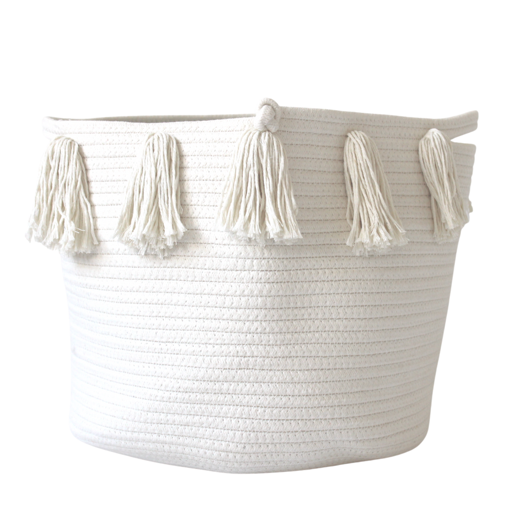 Natural Tassel Basket - Large-0