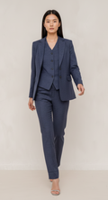 Navy blue stripped 3-piece pants suits (UK size 12)-0