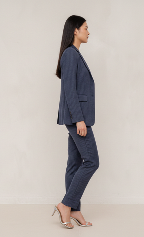 Navy blue stripped 3-piece pants suits (UK size 12)-3