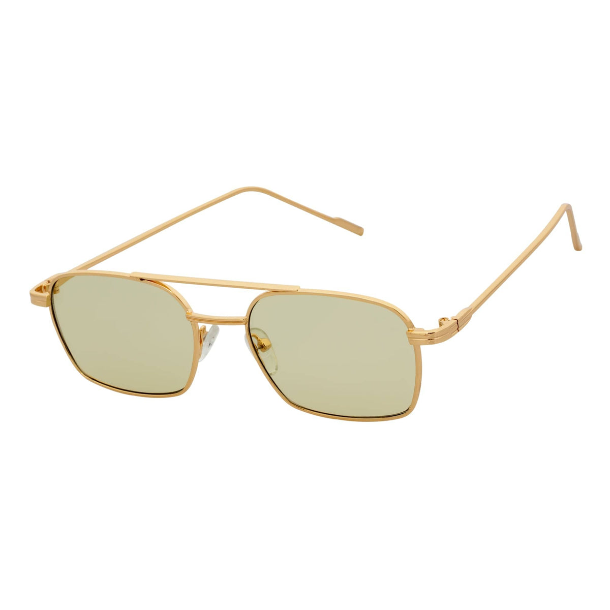 NEUMANN - Metal Small Rectangle Sunglasses Gold Yellow-1