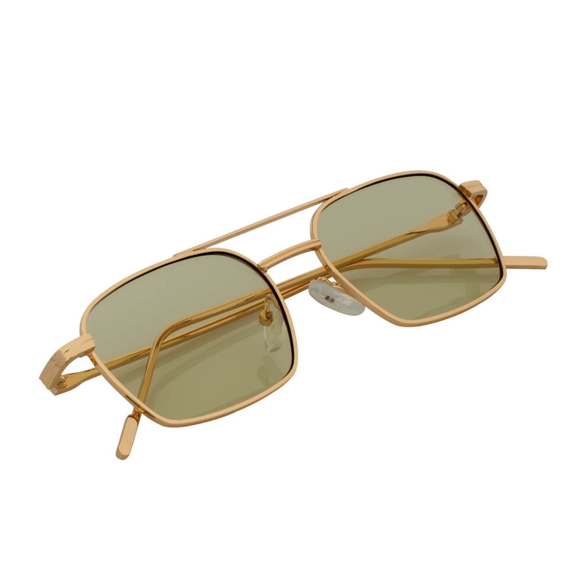 NEUMANN - Metal Small Rectangle Sunglasses Gold Yellow-3