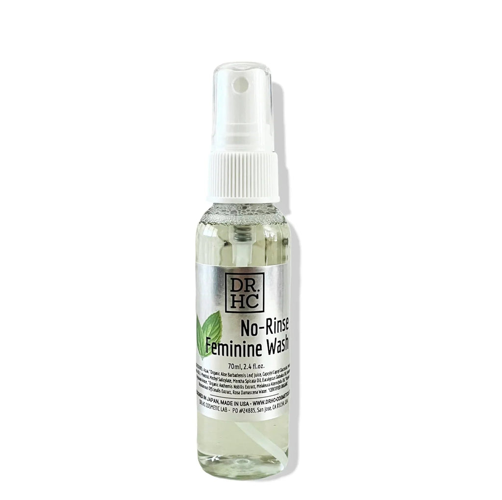 DR.HC no-rinse feminine wash in a 70ml travel spray bottle with mint and chamomile botanicals — view 4