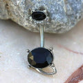 316L Stainless Steel Fancy Black Cat Navel Ring-0