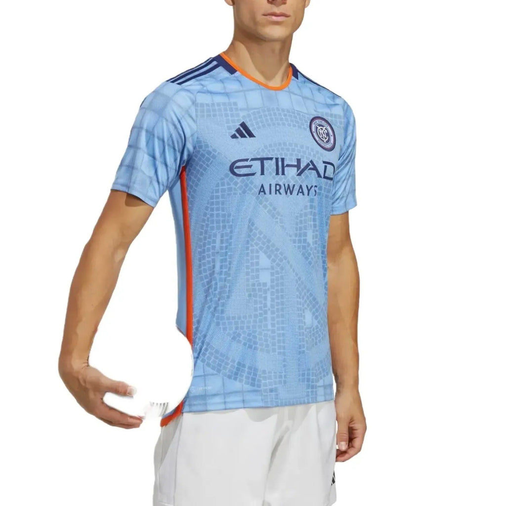 Light blue New York City FC 2024/25 home soccer jersey by Adidas with navy accents — view 5