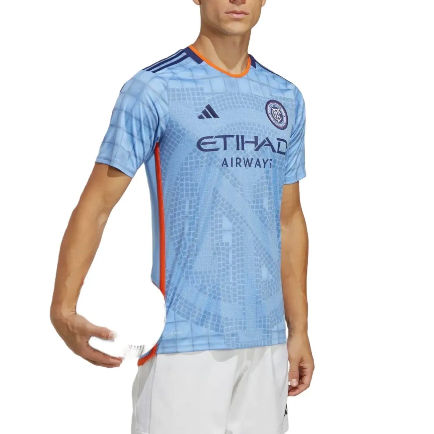 Light blue New York City FC 2024/25 home soccer jersey by Adidas with navy accents — view 5