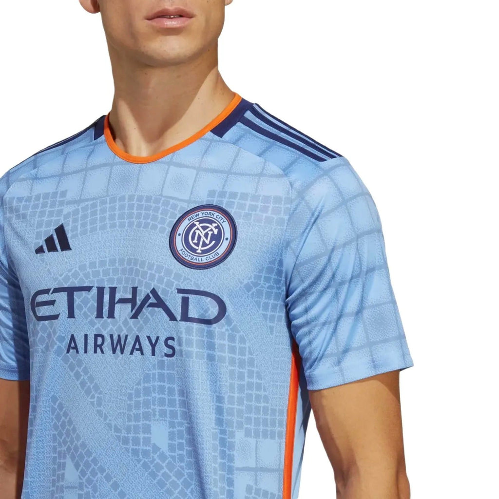 Light blue New York City FC 2024/25 home soccer jersey by Adidas with navy accents — view 4