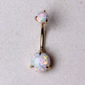 14Kt Yellow Gold Navel Ring with Prong Set White Synthetic Opal-0