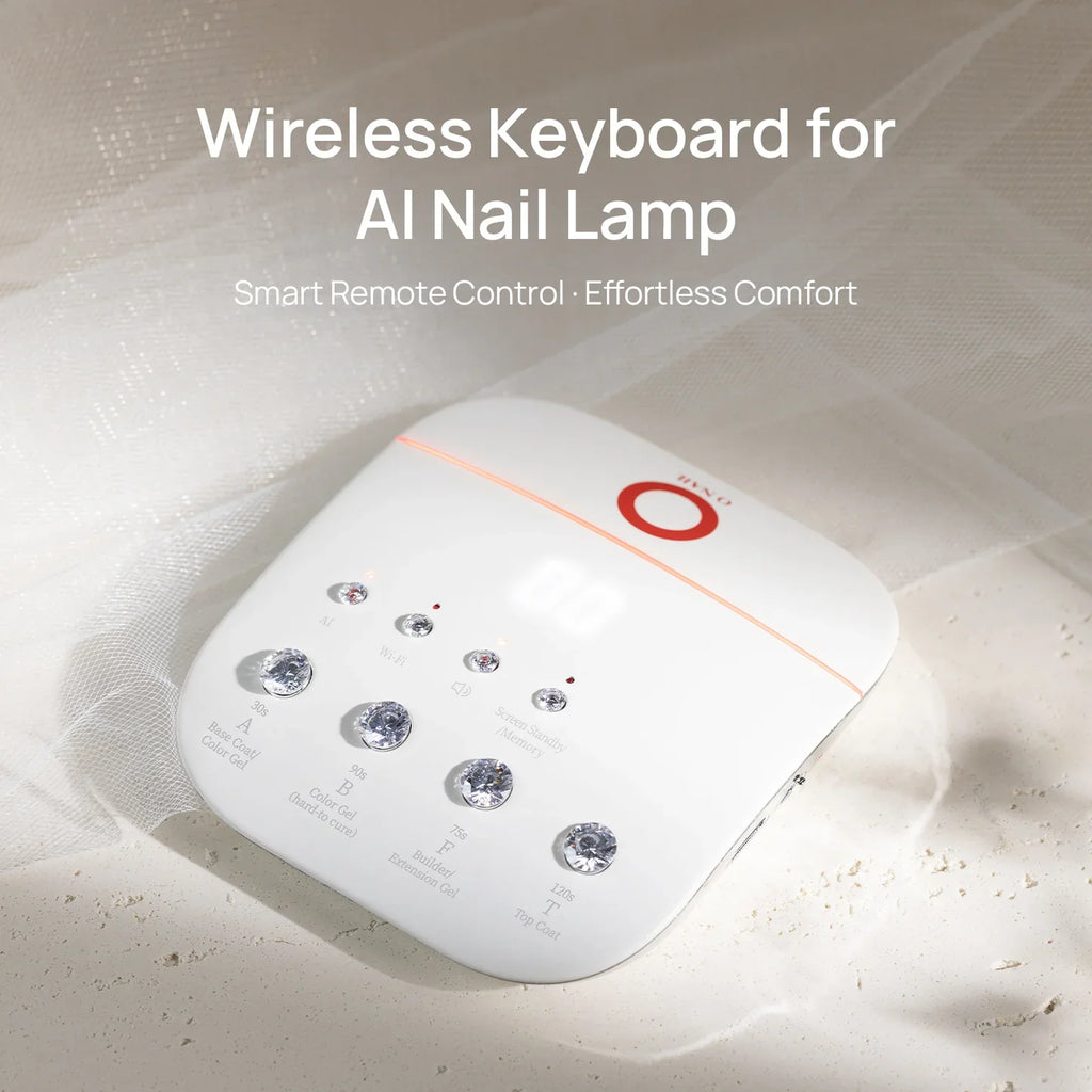 O NAIL wireless keyboard remote for AI nail lamp, compact white design with USB-C port — view 2