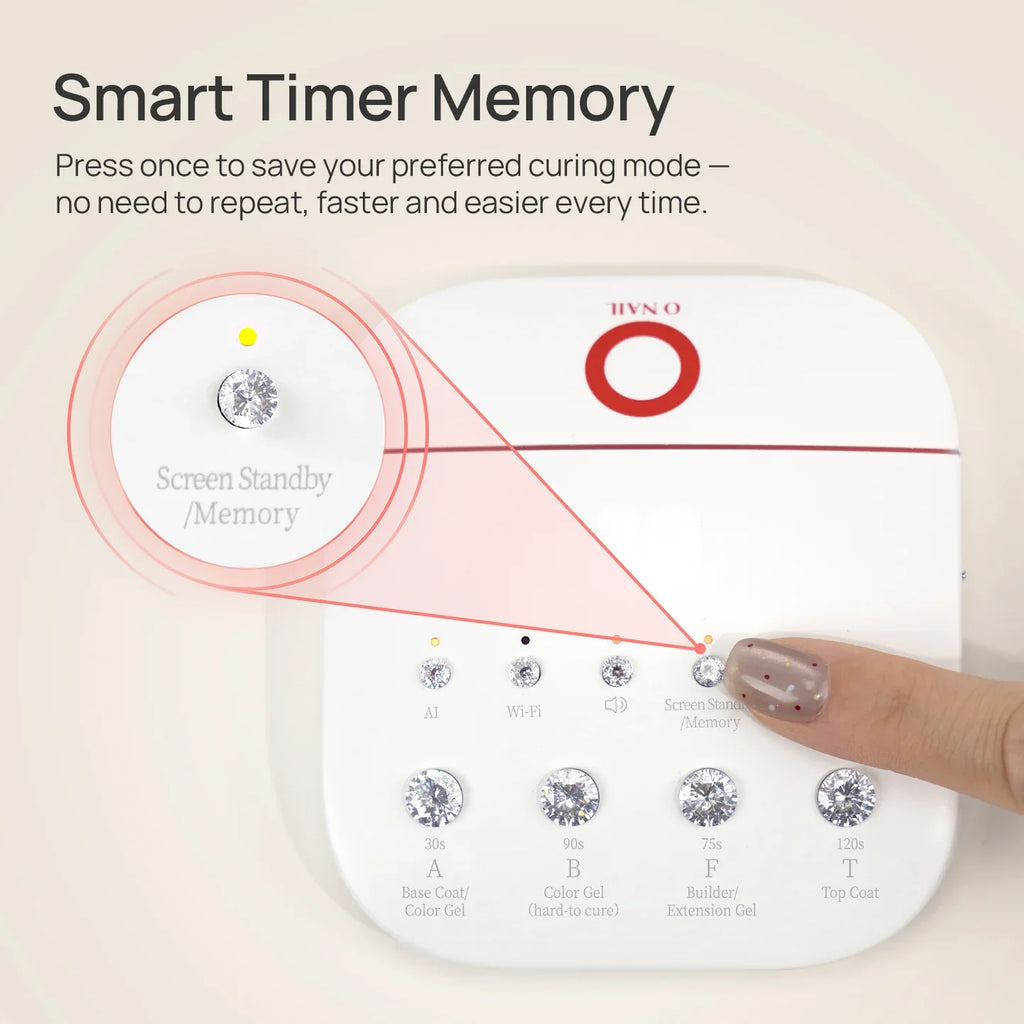 O NAIL wireless keyboard remote for AI nail lamp, compact white design with USB-C port — view 4