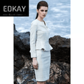 The pleated-peplum plaid tweed skirt suit (UK size 14)-1