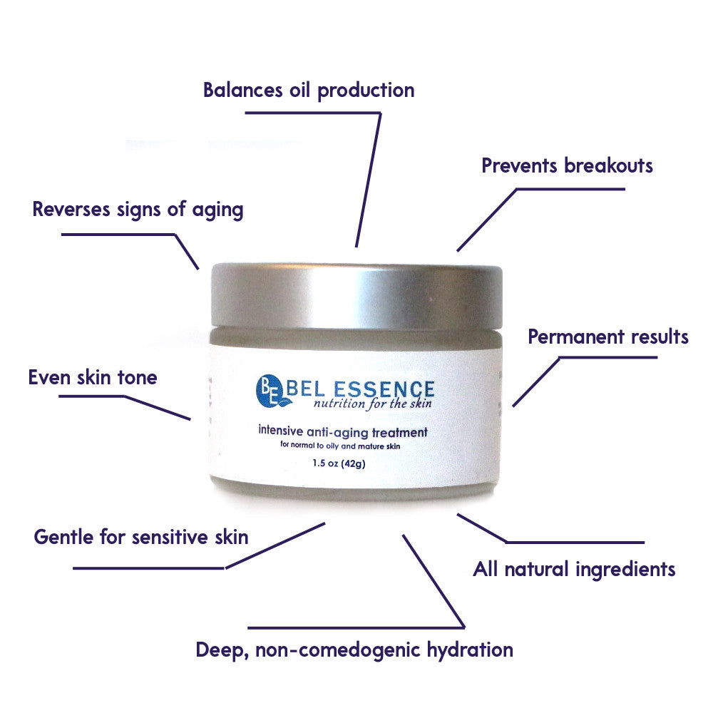 Anti-aging face moisturizer for oily skin, 1.5 oz white jar of Bel Essence cream — view 2