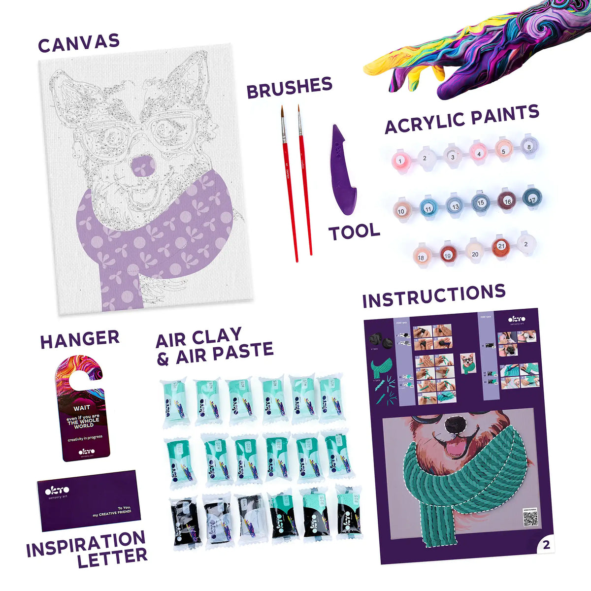 3D modeling+painting kit "Fashion Corgi"-2