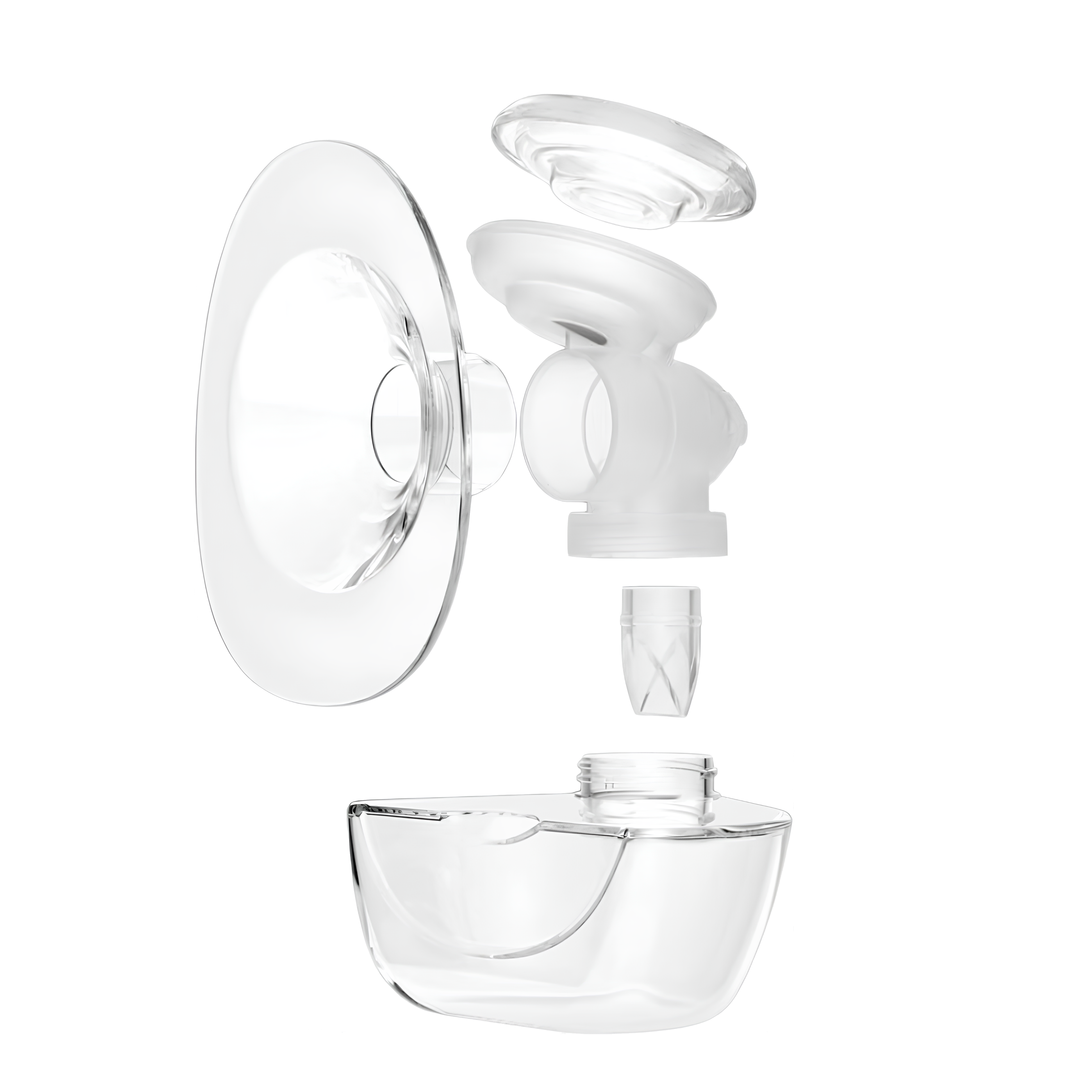 Clear silicone breast shield replacement parts kit for nursing mothers, ensuring efficient and hygienic pumping