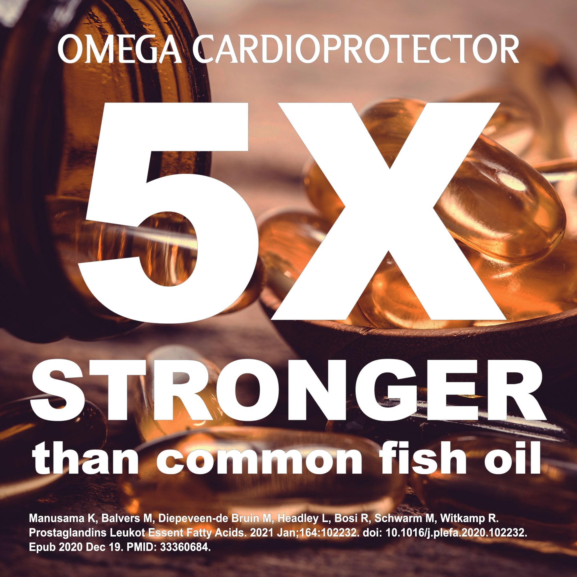 Omega Cardioprotector dietary supplement bottle with sixty capsules for advanced heart and circulation health — view 2