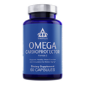 Omega Cardioprotector dietary supplement bottle with sixty capsules for advanced heart and circulation health