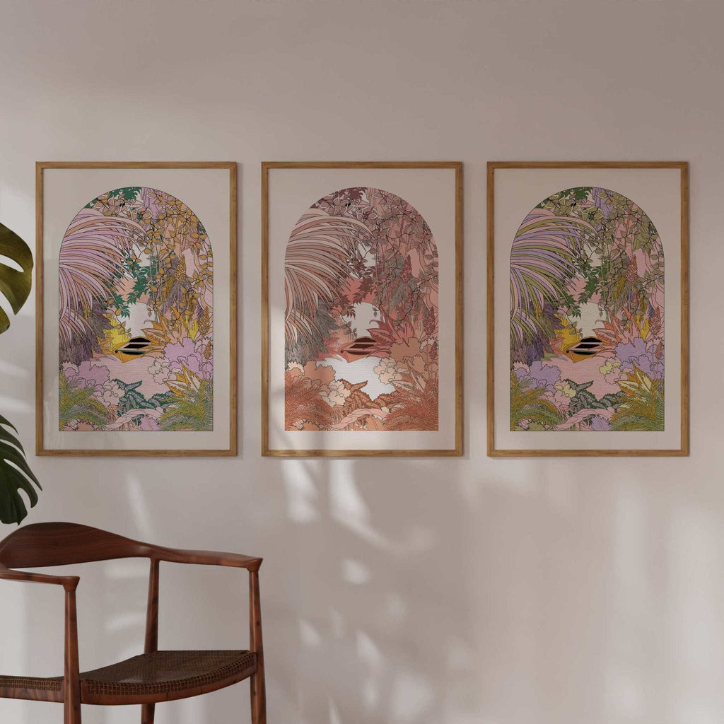 On The River botanical art print showing pastel river scene with rowing boat and overgrown foliage — view 5