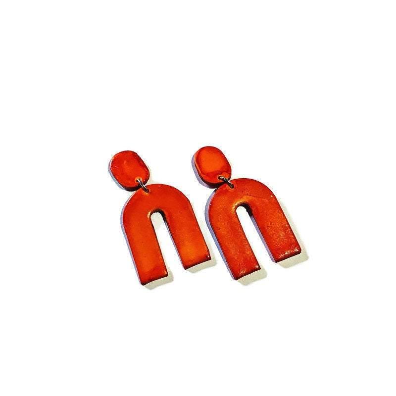 Arch Statement Earrings Handmade (Post or Clip On)- "Lucy"-4