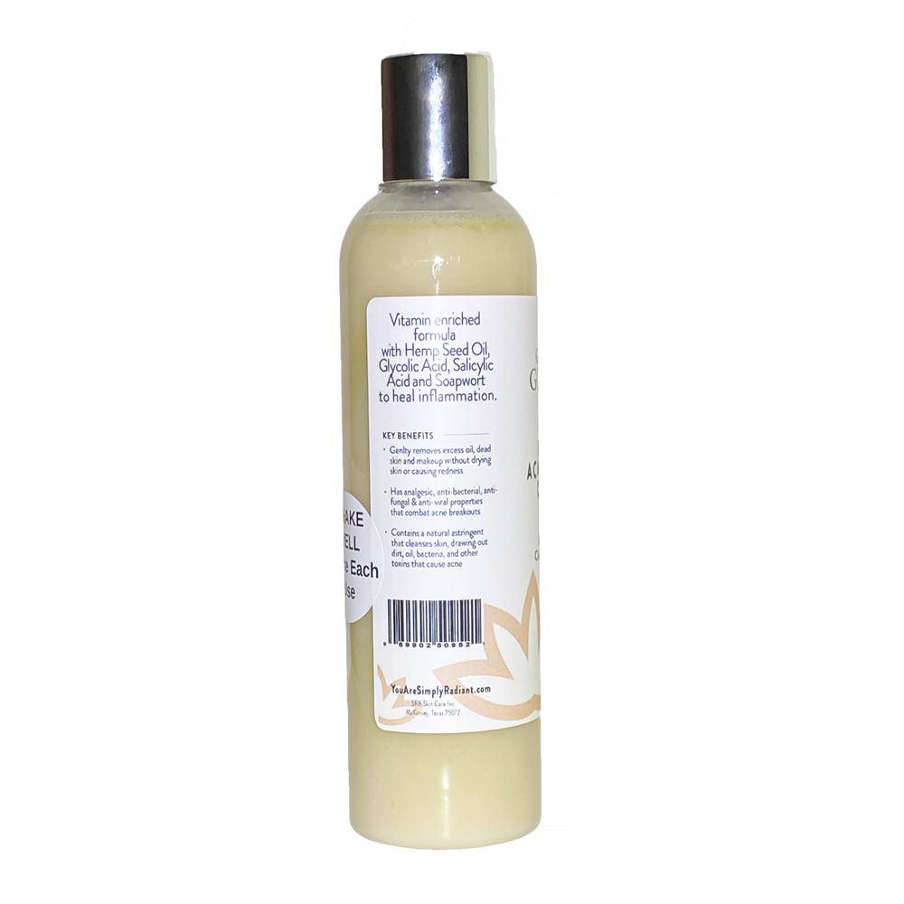 Bottle of organic acne cleanser with hemp seed oil for gentle face and body washing — view 4