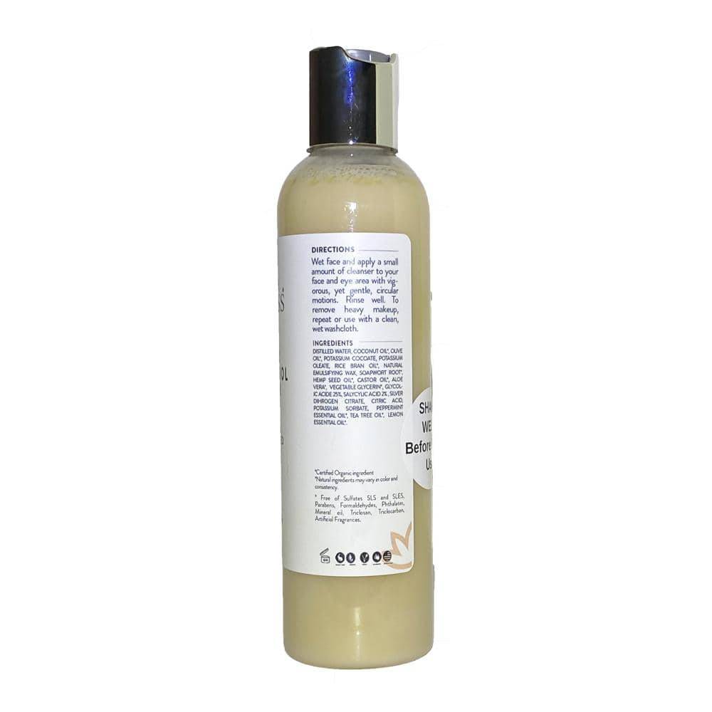 Bottle of organic acne cleanser with hemp seed oil for gentle face and body washing — view 3