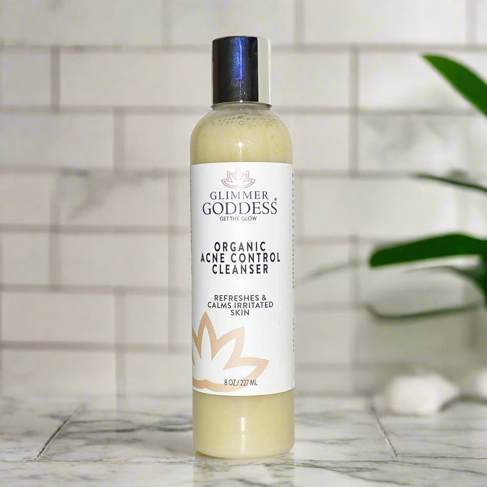 Bottle of organic acne cleanser with hemp seed oil for gentle face and body washing — view 2