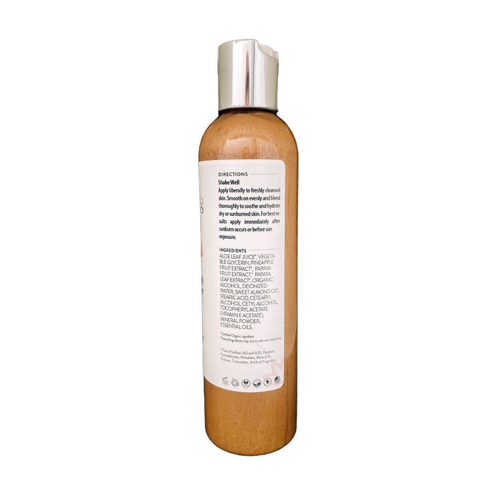 Organic after sun lotion bottle with shimmering tan extender formula and natural botanical ingredients — view 5
