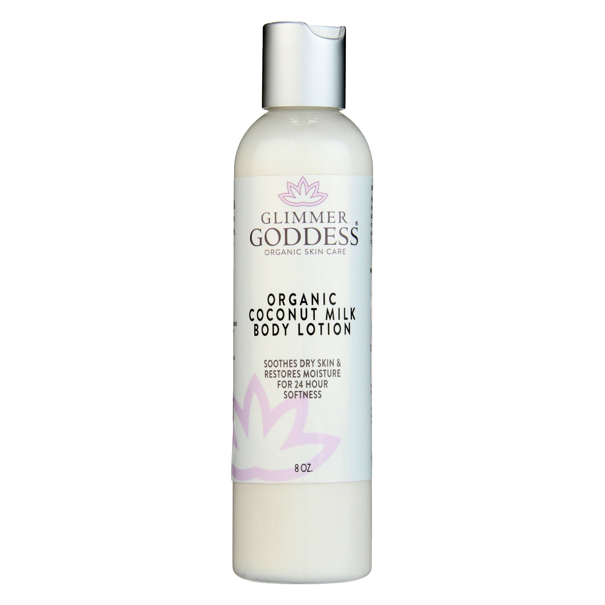 Pump bottle of organic coconut milk body lotion for dry skin hydration