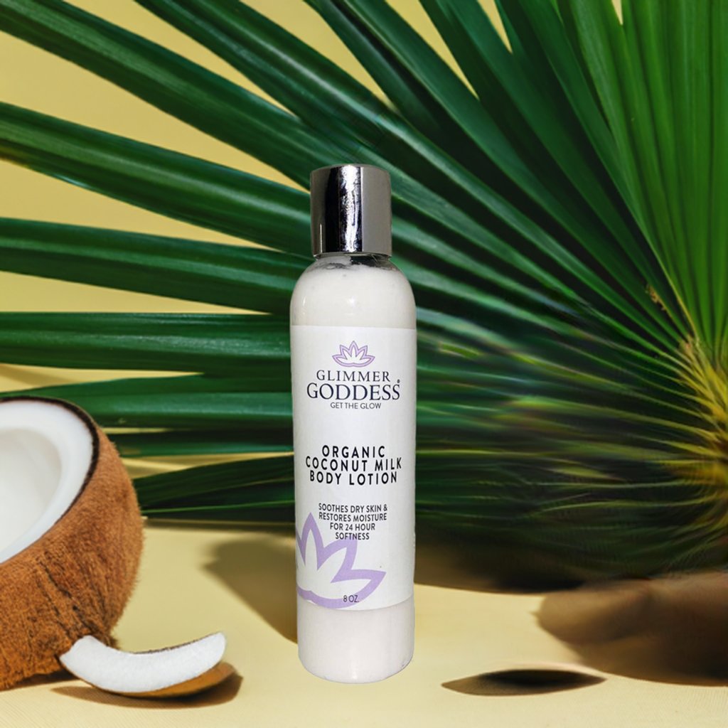 Pump bottle of organic coconut milk body lotion for dry skin hydration — view 4