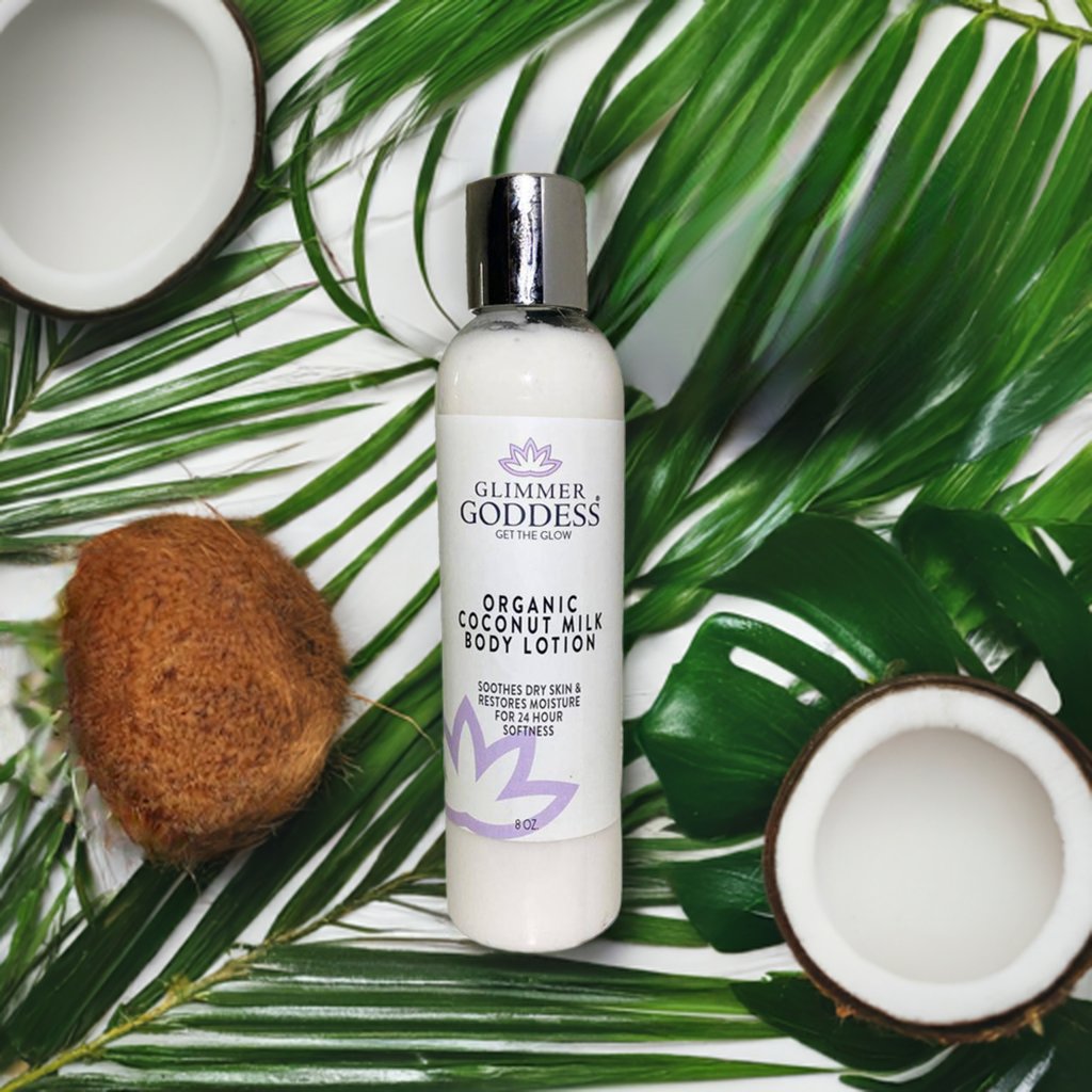 Pump bottle of organic coconut milk body lotion for dry skin hydration — view 5