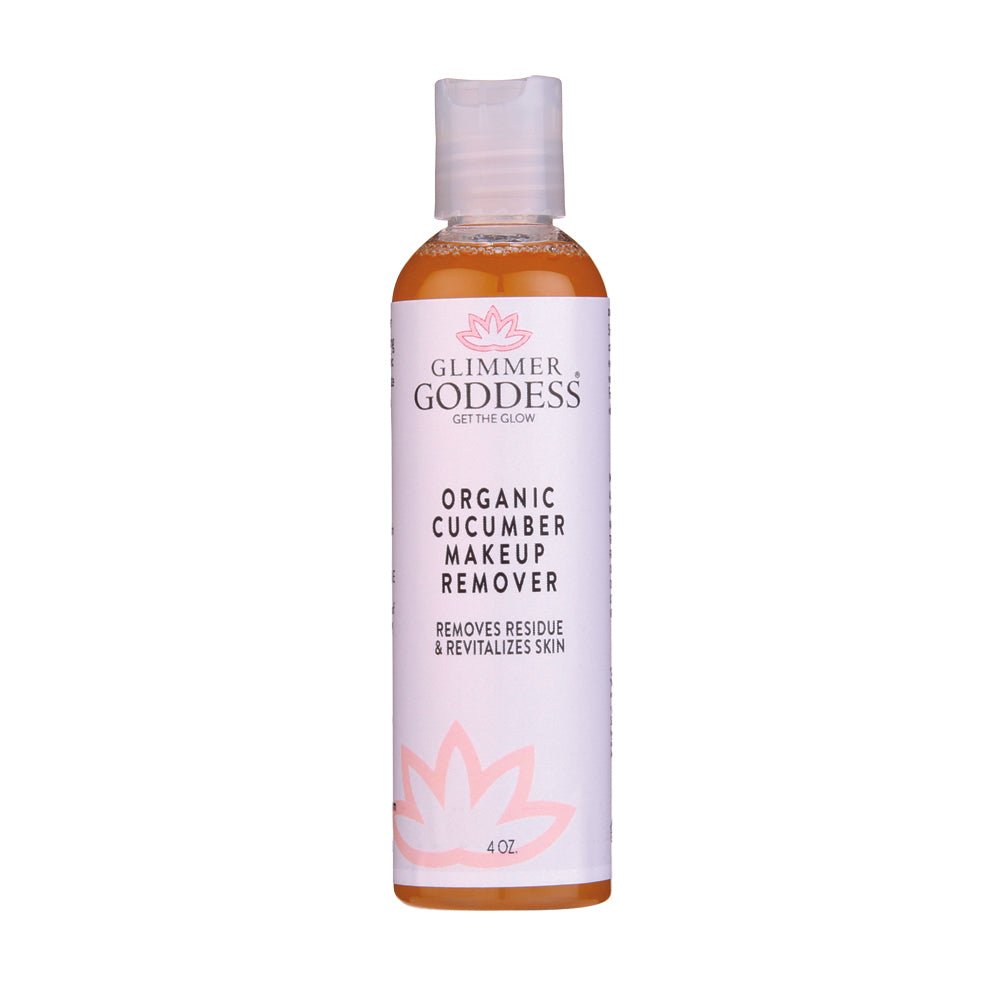 Bottle of organic cucumber makeup remover showcasing natural vegan liquid cleanser for gentle face wash.