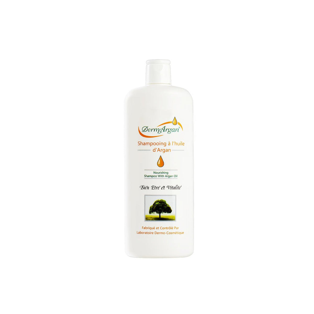 Organic Moroccan argan oil shampoo 200ml bottle for damaged hair repair and intense hydration.