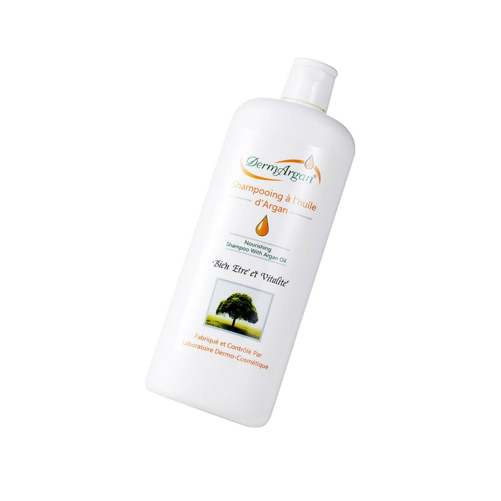 400ml bottle of DermArgan organic Moroccan argan oil hydrating shampoo for damaged hair repair — view 4