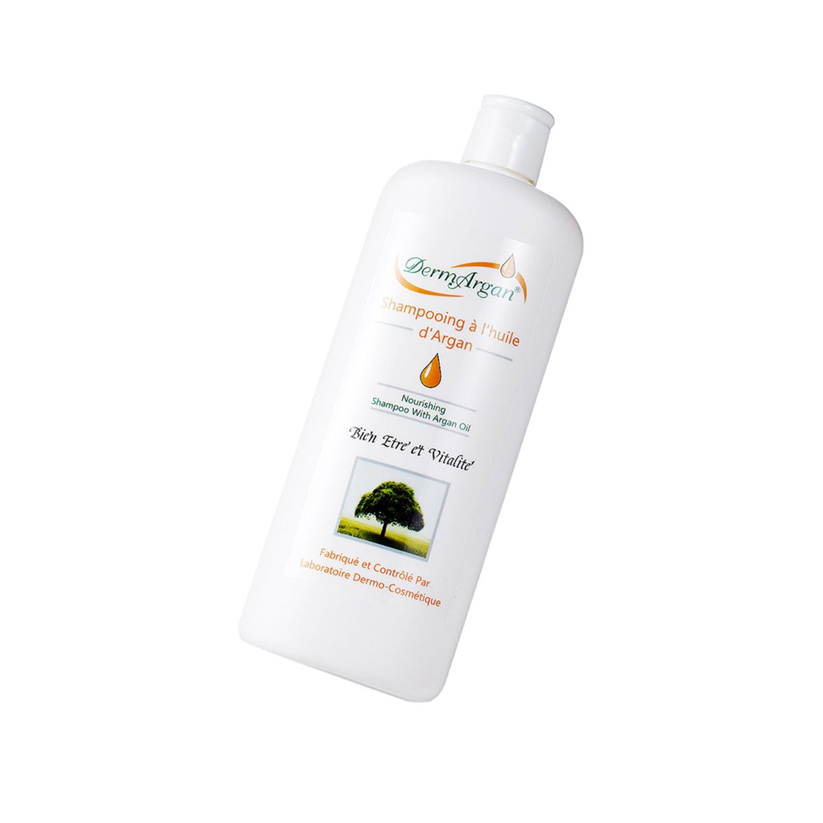 400ml bottle of DermArgan organic Moroccan argan oil hydrating shampoo for damaged hair repair — view 4
