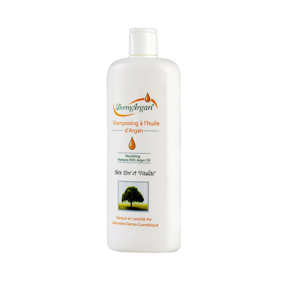 400ml bottle of DermArgan organic Moroccan argan oil hydrating shampoo for damaged hair repair — view 2