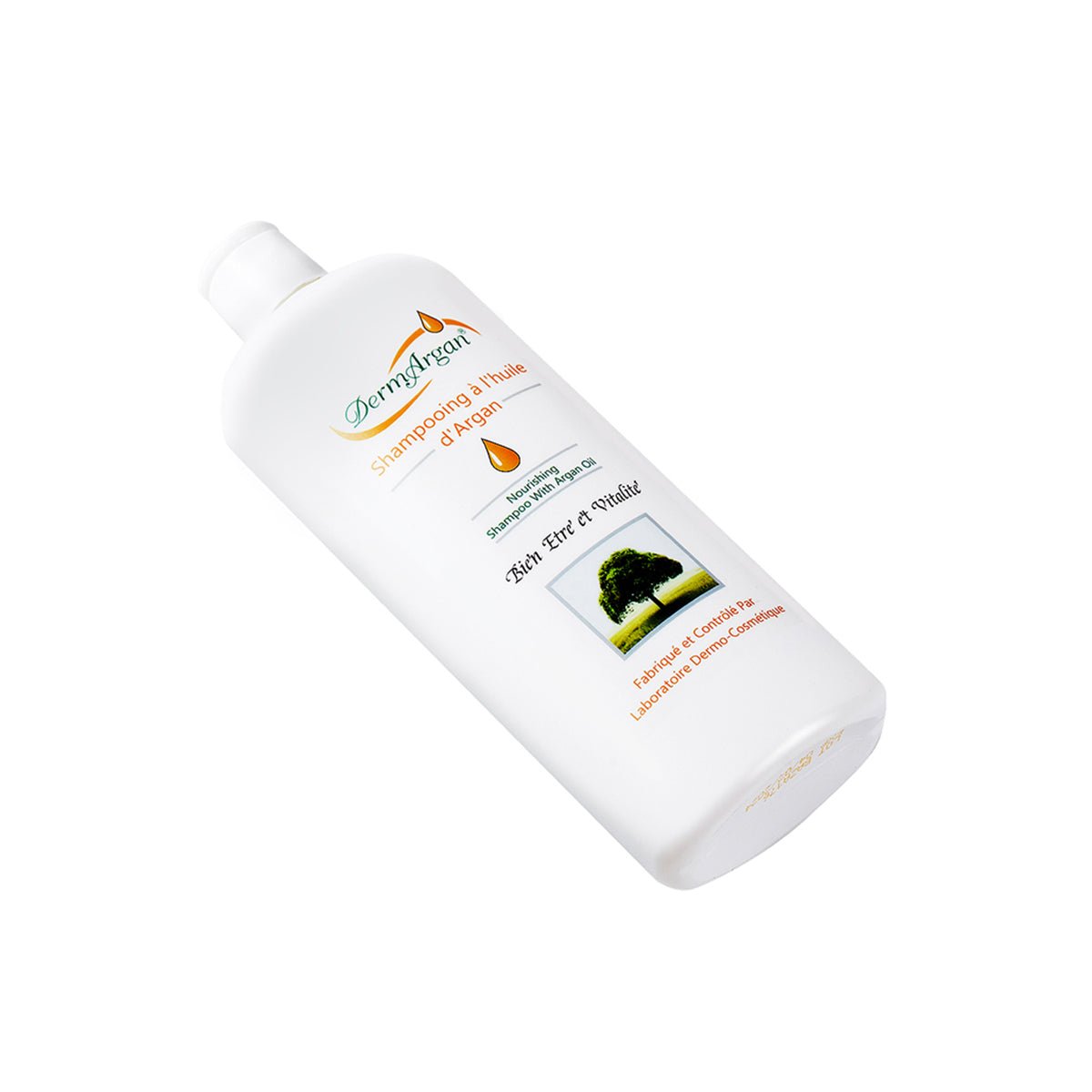 400ml bottle of DermArgan organic Moroccan argan oil hydrating shampoo for damaged hair repair — view 3