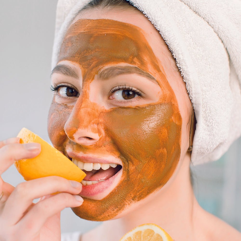 Orange organic pumpkin AHA exfoliating face mask in a glass jar for anti-aging skincare. — view 4