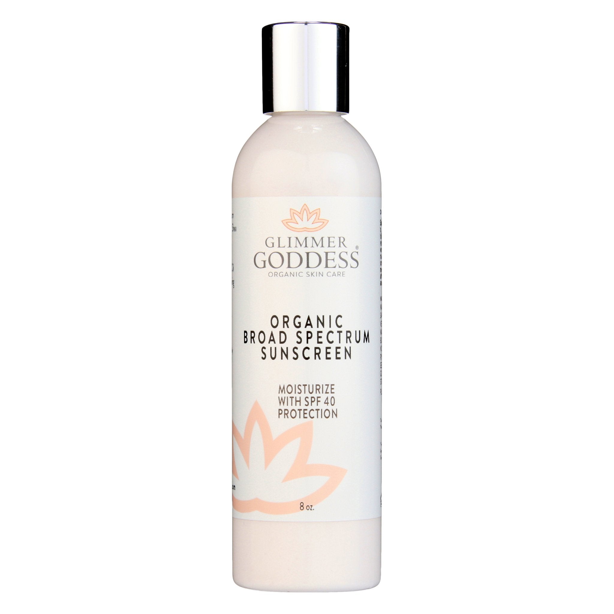 Organic reef-safe sunscreen SPF 40 in white squeeze tube bottle with natural pomegranate ingredients.