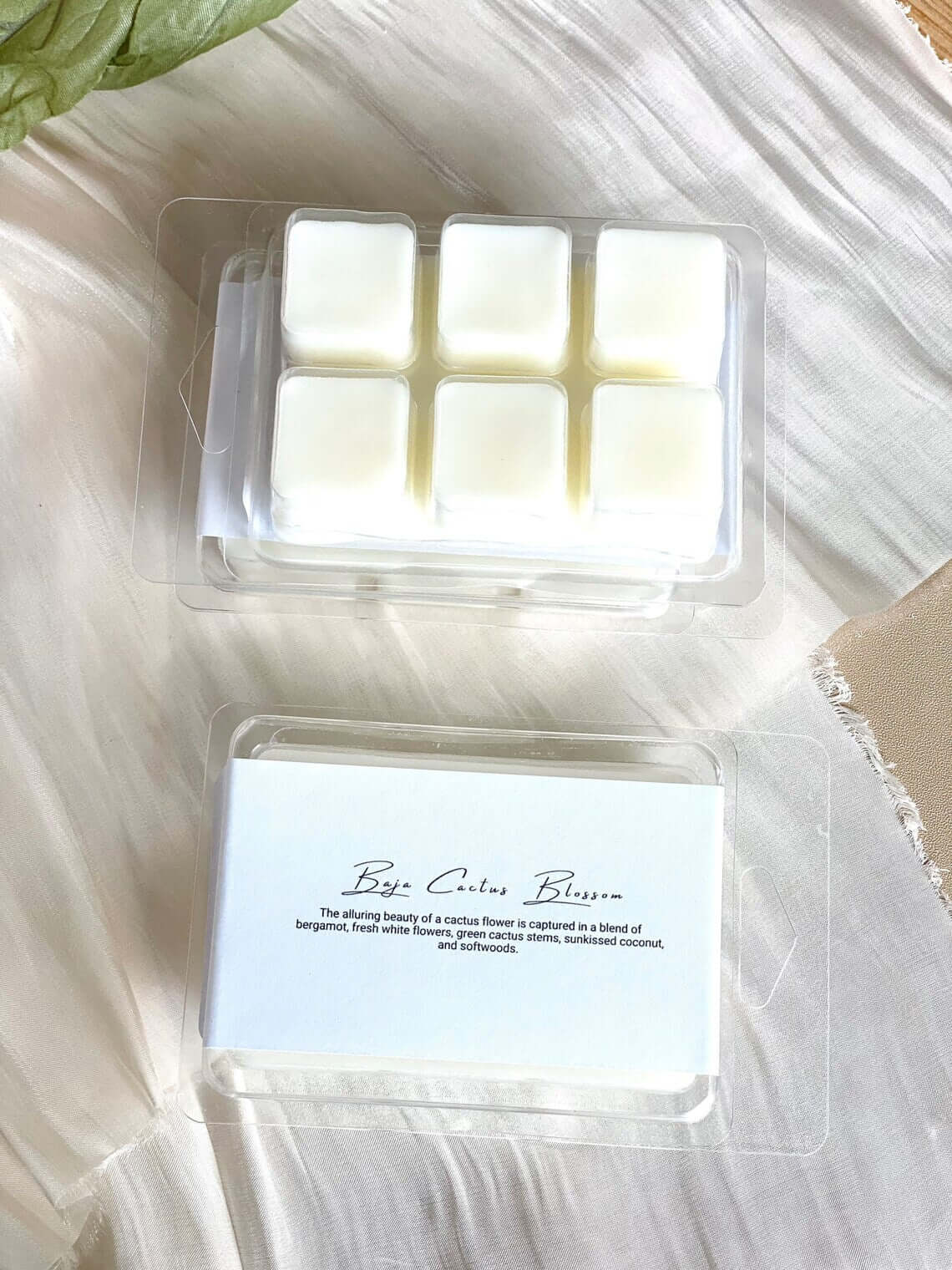 Organic soy wax melts in eco-friendly packaging for natural home fragrance and aromatherapy
