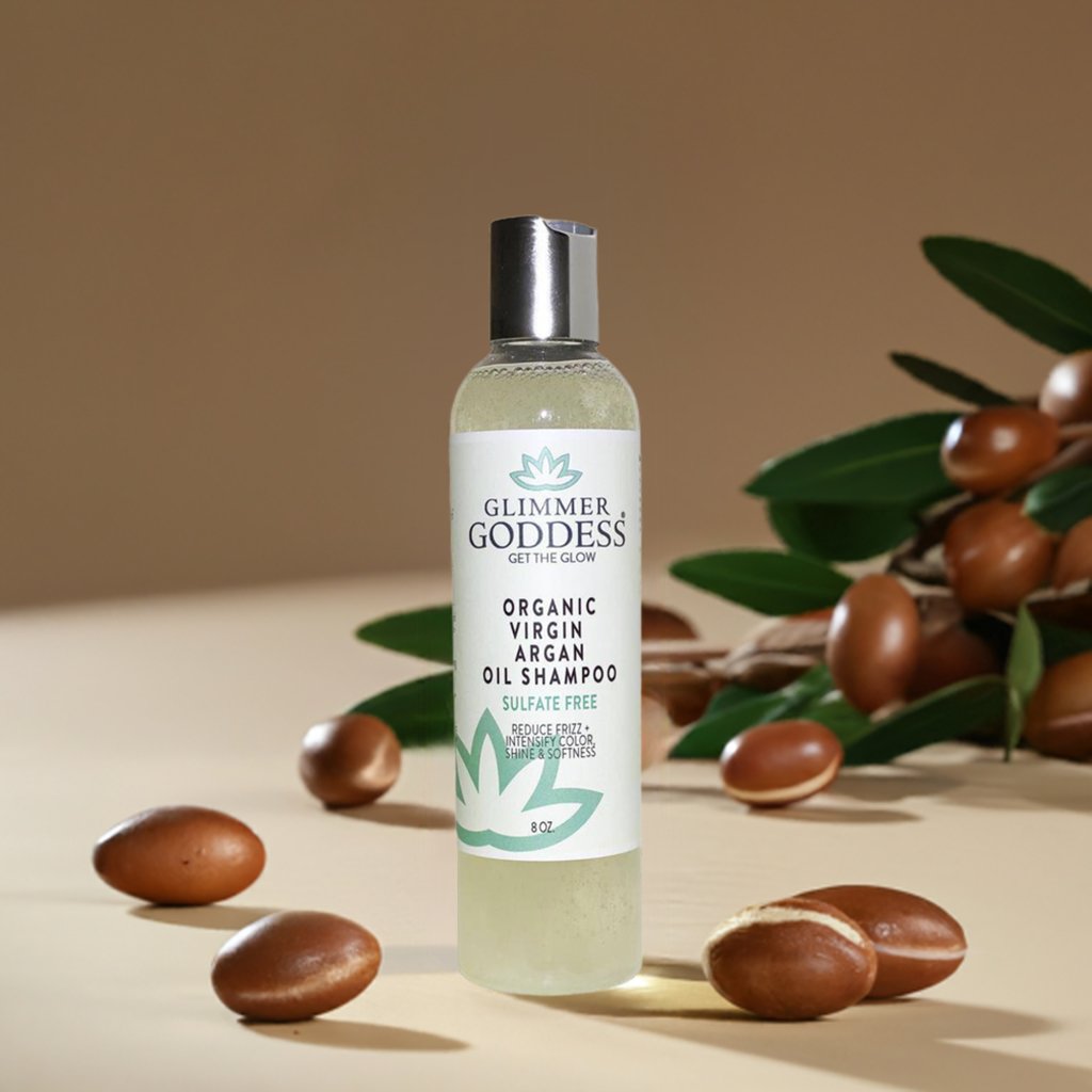 Bottle of organic sulfate-free argan oil shampoo for hair repair and frizz control — view 4