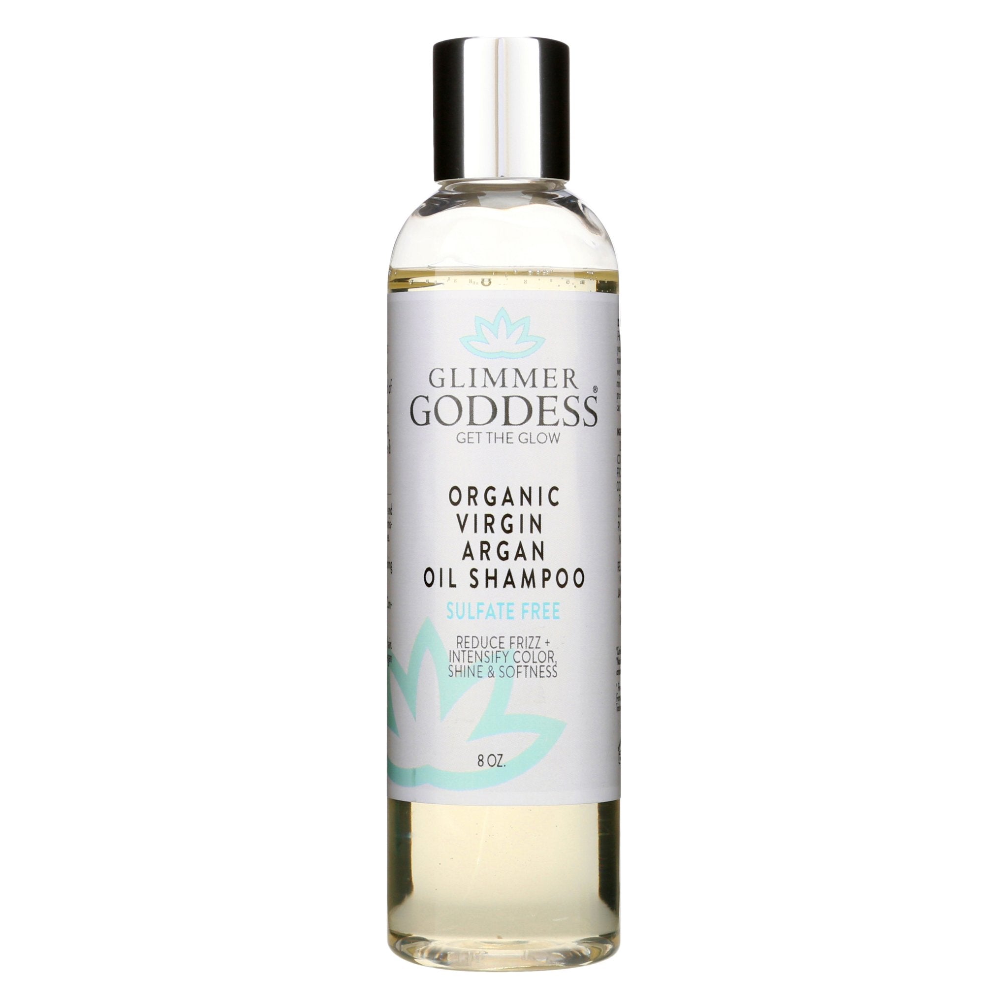 Bottle of organic sulfate-free argan oil shampoo for hair repair and frizz control