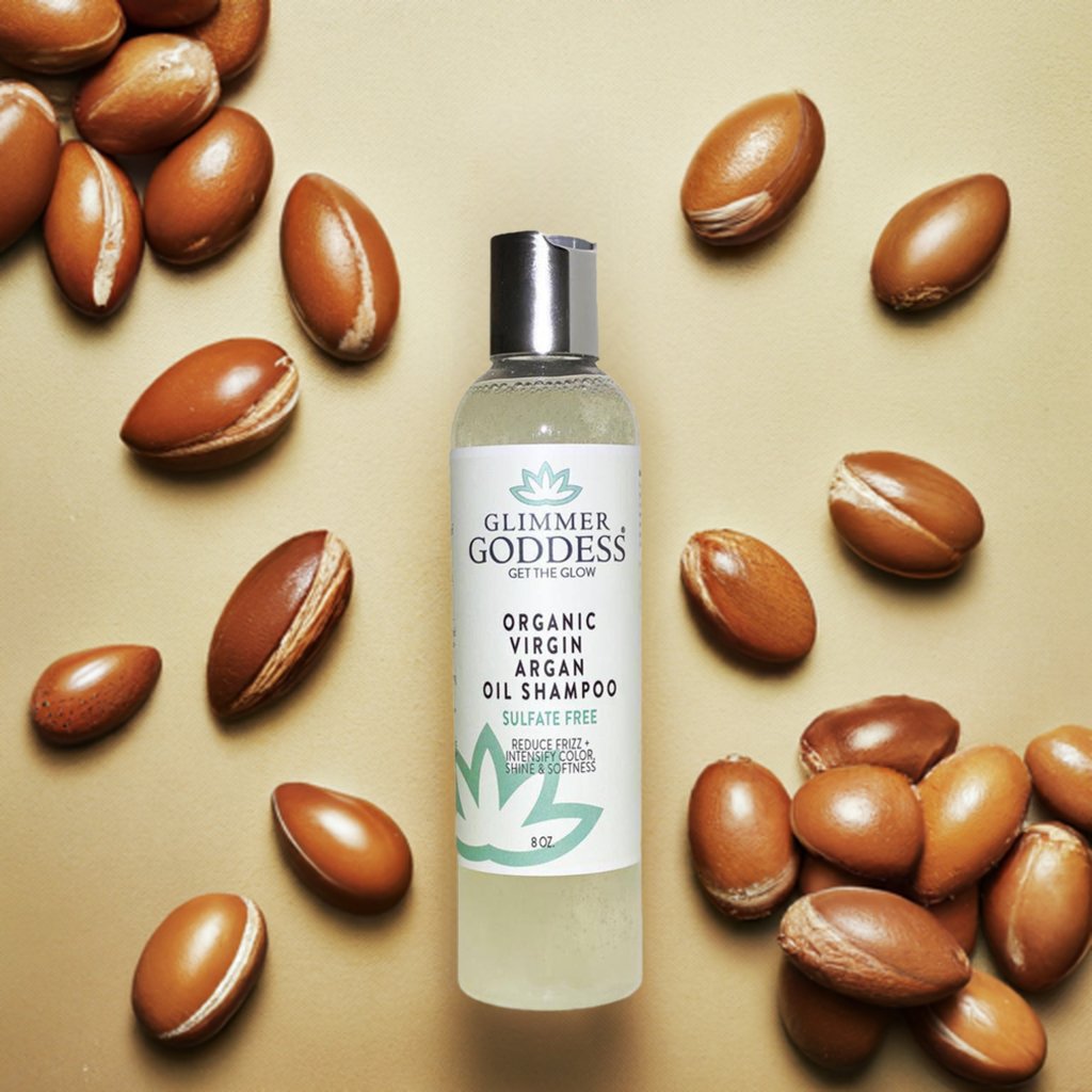Bottle of organic sulfate-free argan oil shampoo for hair repair and frizz control — view 5