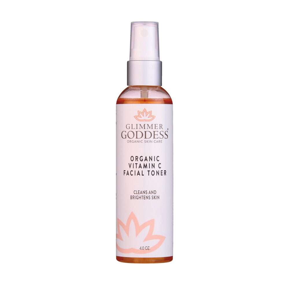 Organic Vitamin C facial toner bottle, an alcohol-free brightening astringent for daily pore-refining skincare.