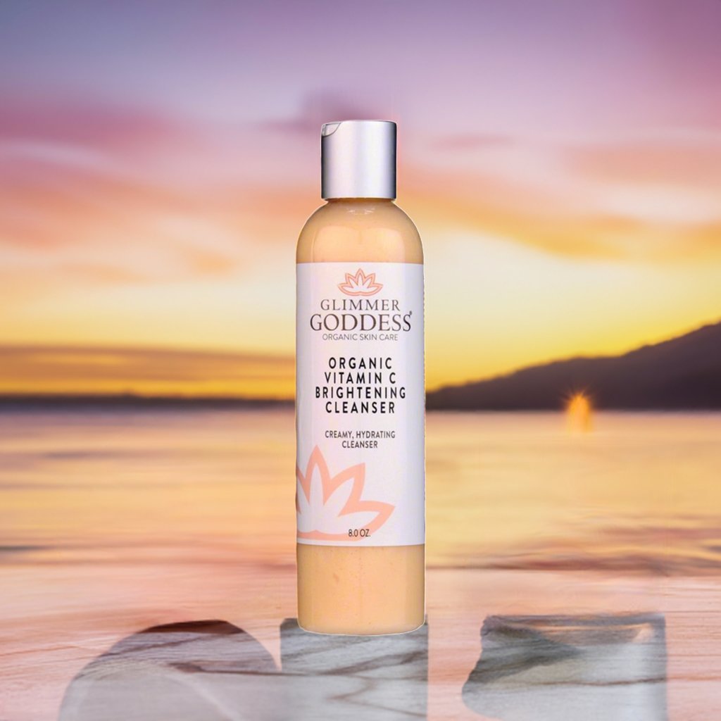 Organic vitamin C brightening cleanser face wash bottle with creamy white formula and botanical ingredients — view 3