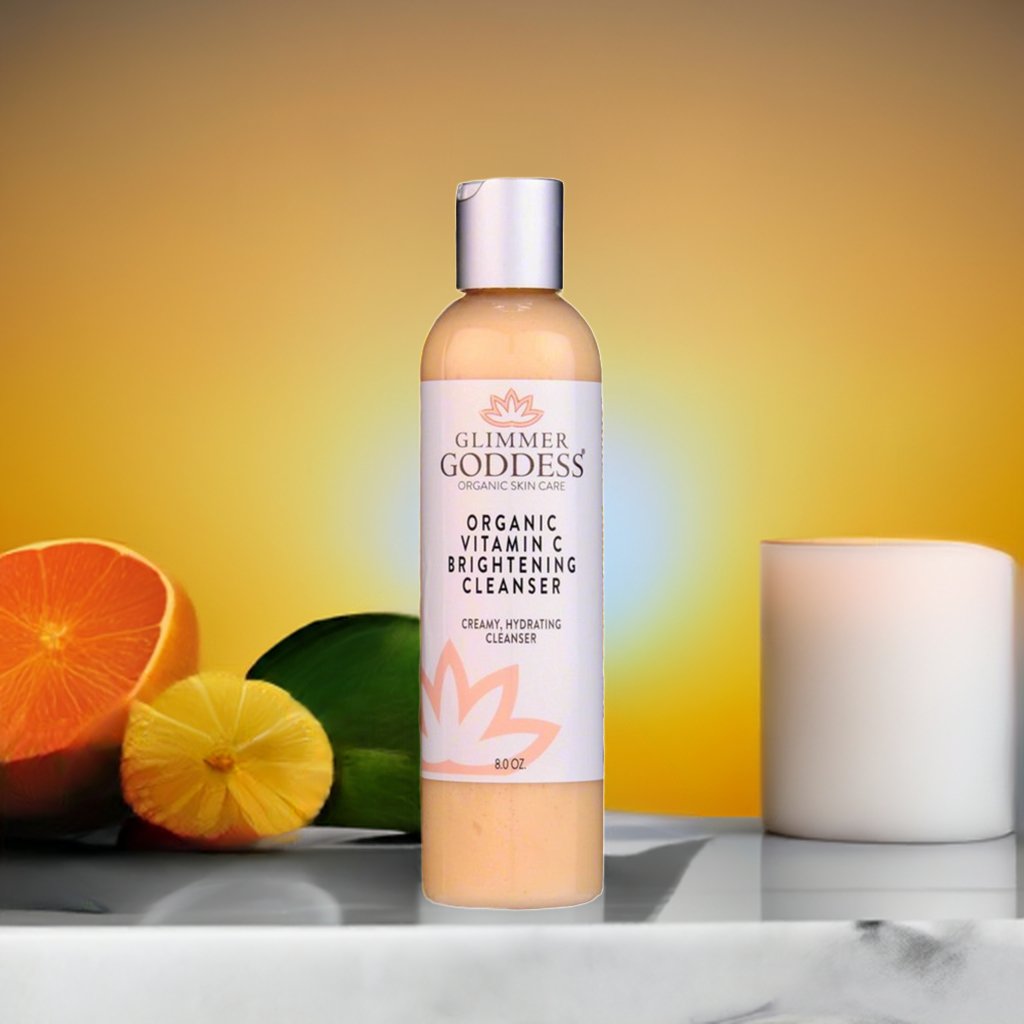Organic vitamin C brightening cleanser face wash bottle with creamy white formula and botanical ingredients — view 4