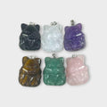 Nine tail fox shaped natural gemstone healing crystal pendant for spiritual wellness and balance.