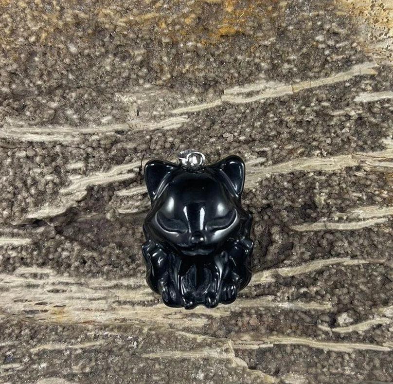 Nine tail fox shaped natural gemstone healing crystal pendant for spiritual wellness and balance. — view 5