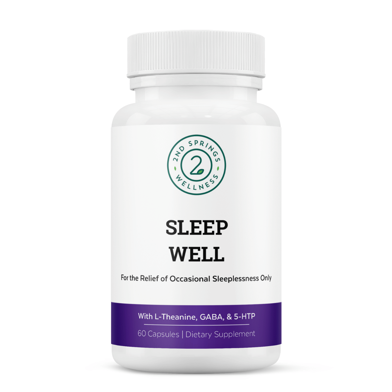 Sleep Well Support Formula supplement bottle for natural stress relief and deep restorative nighttime rest — view 2